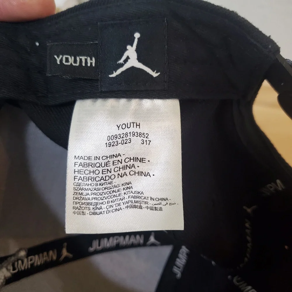 Jordan Youth Snapback Hat Black Grey Elephant Print Jumpman Cap 1923-023